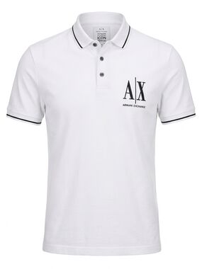 Armani Exchange Men's "AX" Icon Pique Polo - Black Contrast - Size XL